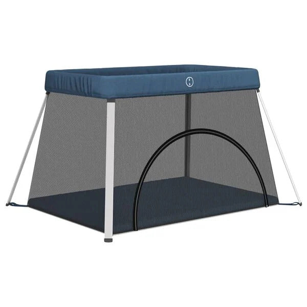 Baby Playpen with Mattress – Navy Blue – Linen Fabric