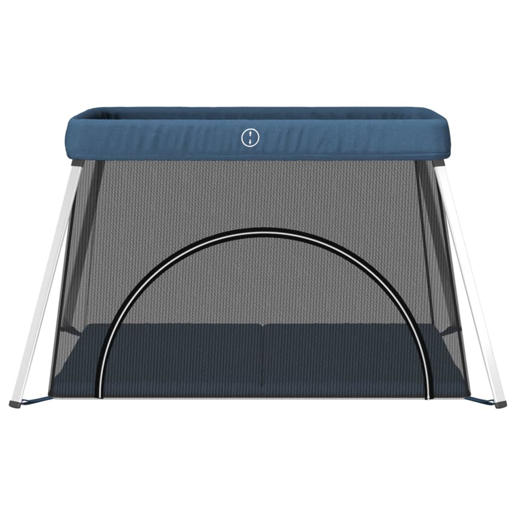 Baby Playpen with Mattress – Navy Blue – Linen Fabric